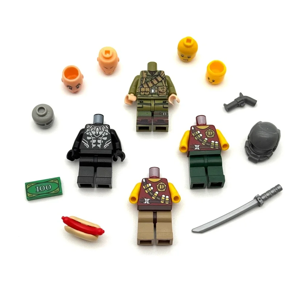 Lego Minifigure Lot Black Panther Marvel Dino Soldier WWII Custom‎ Parts
